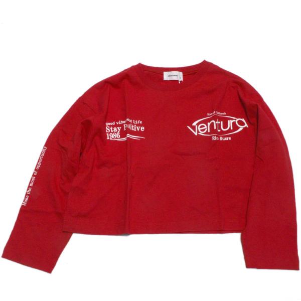 セール 「50%OFF」 長袖Tシャツ &quot;リコ シュクレ&quot; ワイド短丈ロンT レッド