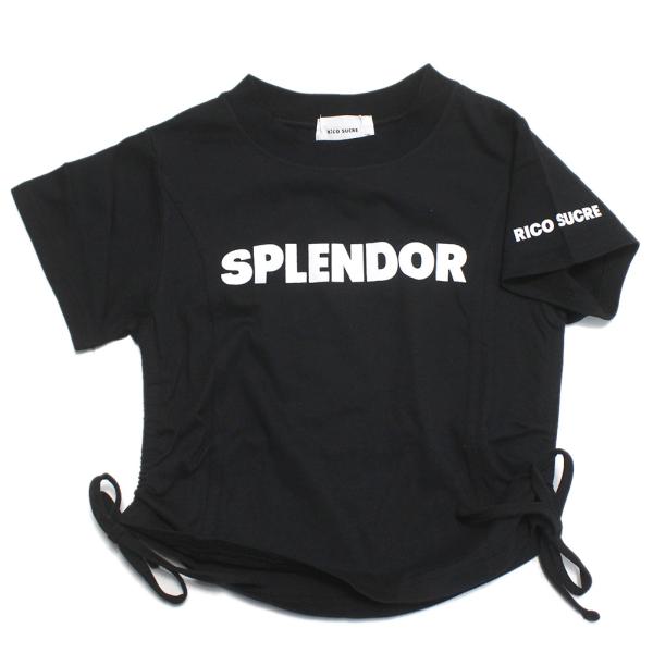 セール 「50%OFF」 半袖Tシャツ &quot;リコ シュクレ&quot; サイドドロストプリントT ブラック