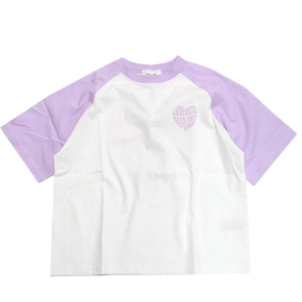 セール 「50%OFF」 半袖Tシャツ &quot;リコ シュクレ&quot; ショート丈ハートロゴラグランT ラベンダ...