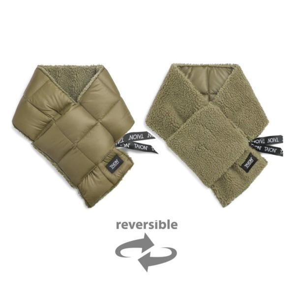雑貨・小物 "TAION タイオン" マウンテン リバーシブル ダウン×ボアマフラー オリーブ×ダー...