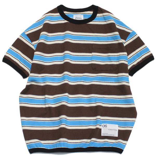 セール 「50%OFF」 半袖Tシャツ &quot;セスタヴォカーレ&quot; マルチボーダーTシャツ ブラウン