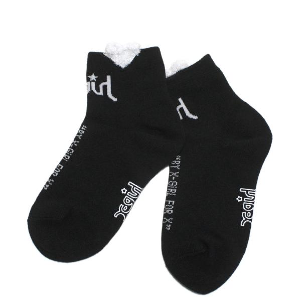 ソックス・レッグウォーマー "エックスガールステージズ" 立体ハートロゴショートソックス クロ(80...