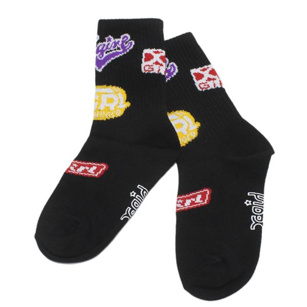 ソックス・レッグウォーマー "エックスガールステージズ" MIXロゴリブクルーソックス クロ(80)