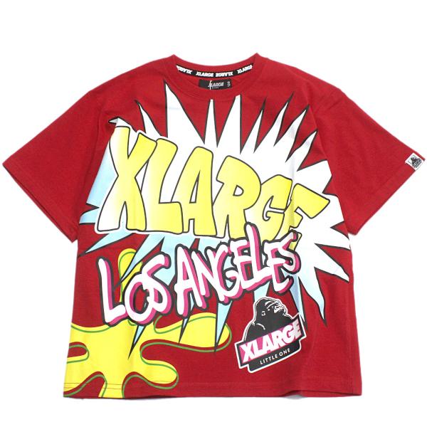 セール 「50%OFF」 半袖Tシャツ "エクストララージキッズ" ポップアート半袖Tシャツ アカ(...