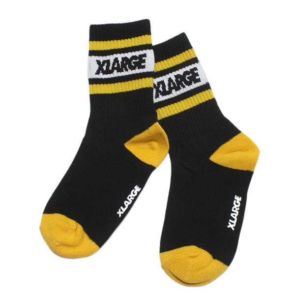ソックス・レッグウォーマー "エクストララージキッズ" ロゴラインクルーソックス クロ(80)