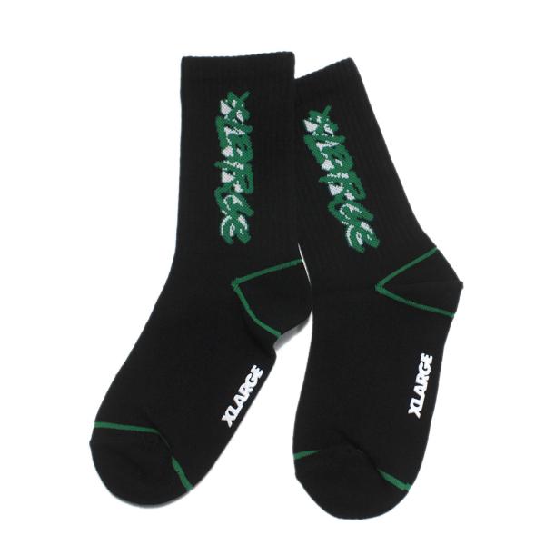 ソックス・レッグウォーマー "エクストララージキッズ" グラフィティロゴクルーソックス クロ(80)