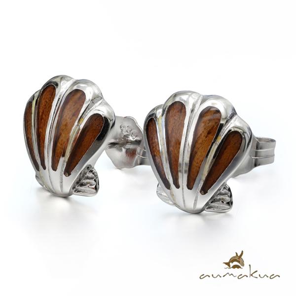 ハワイアンジュエリー ピアス メンズ レディース シルバー925 コアウッド キャッチ ポスト ブラ...