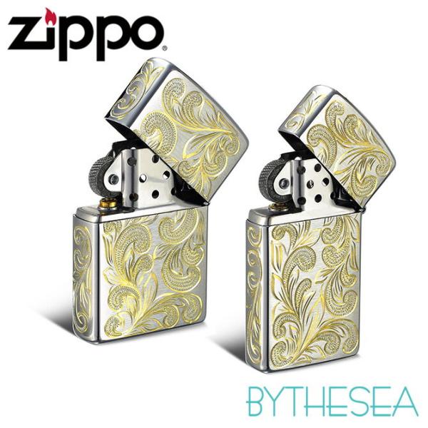 ZIPPO ペアジッポー オイルライター 全面5面ハワイアン手彫り サテーナ仕上げ No200 レギ...