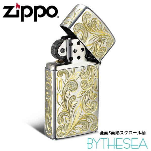 ZIPPO ジッポー オイルライター 全面5面ハワイアン手彫り サテーナ仕上げ No1600 スリム...
