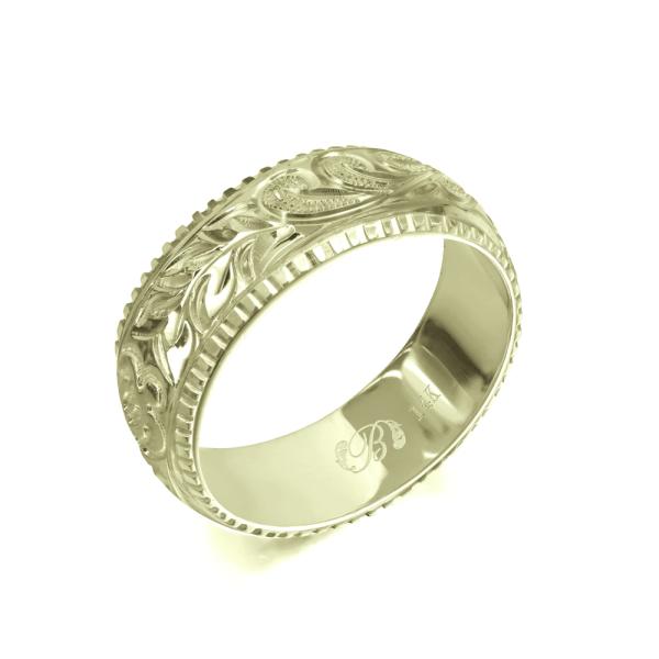 ハワイアンジュエリー オーダーメイド リング 指輪 リング 幅6mm 厚み1.2mm バレル 14K...