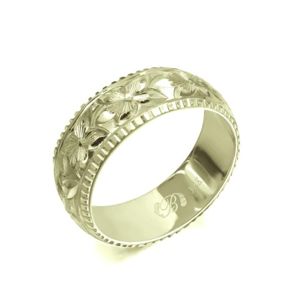 ハワイアンジュエリー オーダーメイド リング 指輪 リング 幅6mm 厚み1.2mm バレル 14K...
