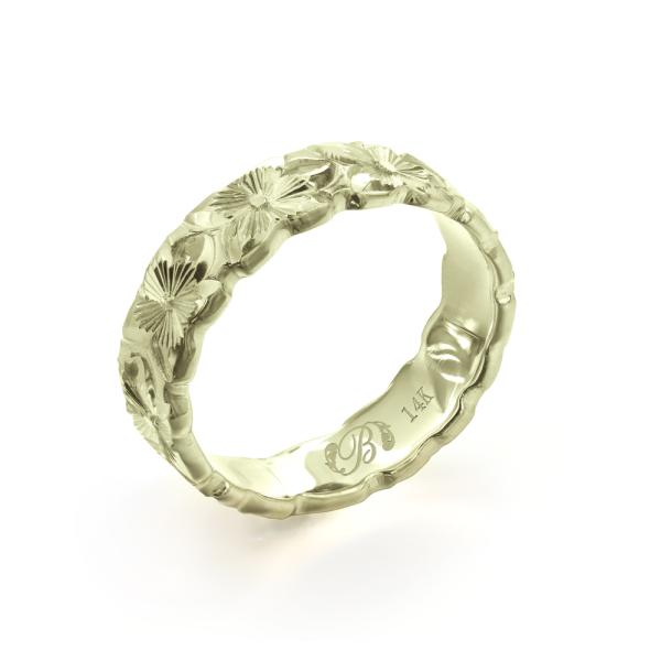 ハワイアンジュエリー オーダーメイド リング 指輪 リング 幅4mm 厚み1.5mm フラット 14...