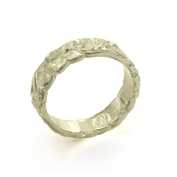 ハワイアンジュエリー オーダーメイド リング 指輪 リング 幅4mm 厚み2mm フラット 14Kグ...