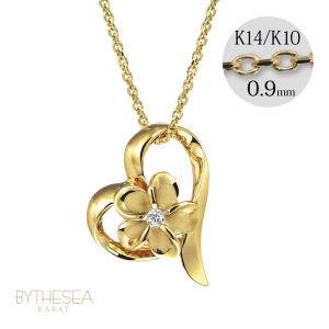 ハート プルメリア ハワイアン ジュエリー 14k ゴールド ペンダント トップ ハワイアンジュエリー ネックレス レディース K14ピンクゴールド