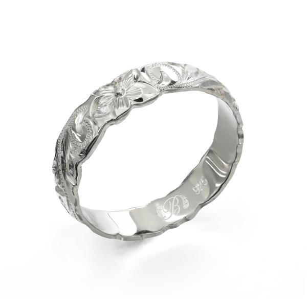 ハワイアンジュエリー オーダーメイド リング 指輪 リング 幅4mm 厚み1.5mm バレル シルバ...