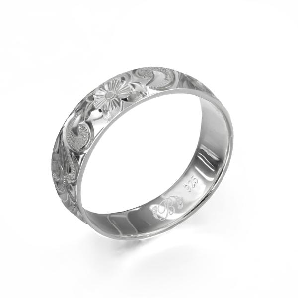 ハワイアンジュエリー オーダーメイド リング 指輪 リング 幅4mm 厚み1.5mm バレル シルバ...