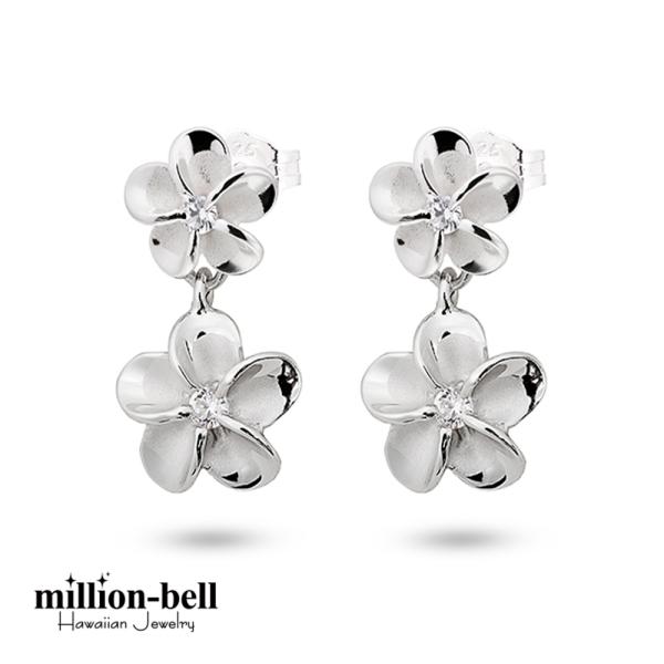 ハワイアンジュエリー ピアス レディース シルバー925 プルメリア キャッチ 揺れる ポスト 40...