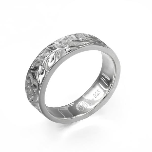 ハワイアンジュエリー オーダーメイド リング 指輪 リング 幅4mm 厚み2mm フラット シルバー...