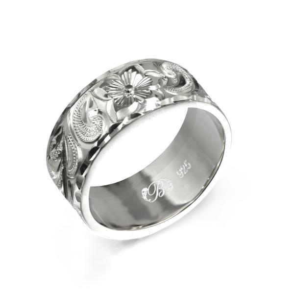 ハワイアンジュエリー オーダーメイド リング 指輪 リング 幅8mm 厚み1.5mm フラット シル...