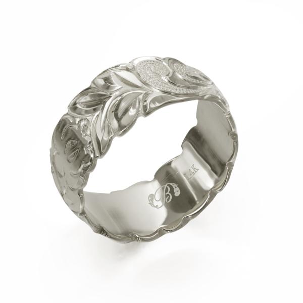 ハワイアンジュエリー オーダーメイド リング 指輪 リング 幅8mm 厚み1.2mm バレル 14K...