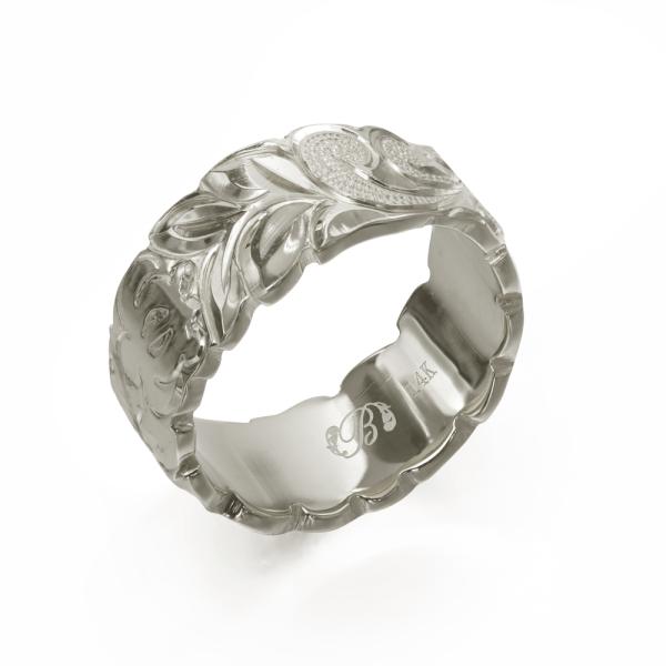 ハワイアンジュエリー オーダーメイド リング 指輪 リング 幅8mm 厚み1.5mm フラット 14...