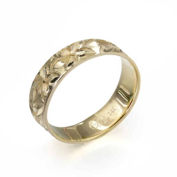 ハワイアンジュエリー オーダーメイド リング 指輪 リング 幅4mm 厚み1.2mm フラット 14...