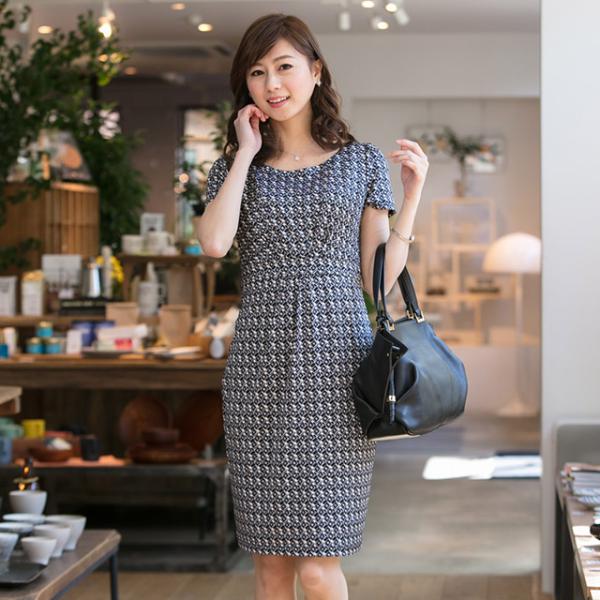 ワンピース レディース 半袖 夏 ケリー Yライン スクエアジオメトリック opj5-070008 ...