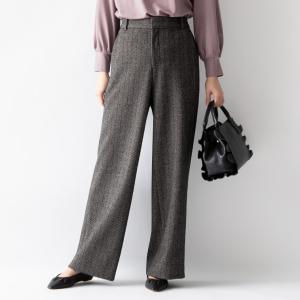 パンツ セミワイドパンツ ヘリンボーン pt003a-07 きれいめ 30代 40代 50代 着やせ 上品 大きいサイズ トールサイズあり ロング丈 秋冬｜mimigrant