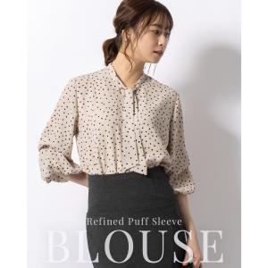 ブラウス シフォンブラウス パフスリーブ クラシカルドット sh-e0002 きれいめ 30代 40代 50代 着やせ 上品 大きいサイズ トールサイズあり 半袖 五分袖 春夏秋