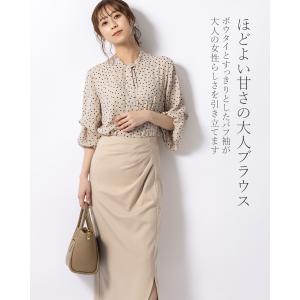 ブラウス シフォンブラウス パフスリーブ クラ...の詳細画像1