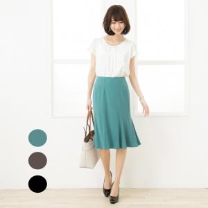 アウトレット★返品交換不可 フレアスカート  膝丈 ひざ丈 エミリー無地 sk011-01 きれいめ  着やせ 上品 大きいサイズあり 春夏