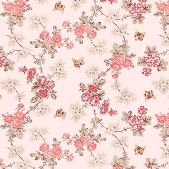 猫柄生地　nora.　BLOOM　（50ｃｍ単位）　　