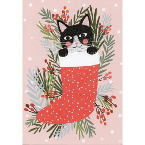 猫のクリスマスカード JK・スチュワート ツリーの下のソファで : 猫