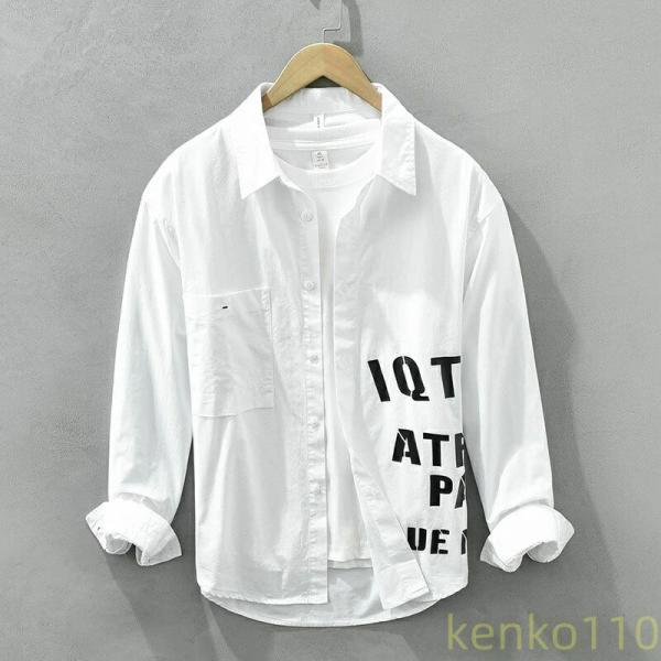 シャツメンズ長袖カジュアル ゆるシルエット M L XL 2XL 3XL 秋服 おしゃれ オシャレ ...