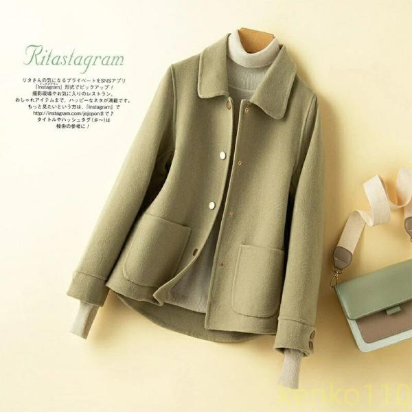 ウールコート レディース コート秋冬 ウィメンズ  ショートジャケット アウター ミドル丈 コート ...