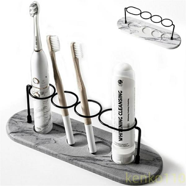 【送料無料】歯ブラシスタンド 珪藻土 かわいい おしゃれ スリム 速乾 吸水 歯ブラシホルダー 4本...