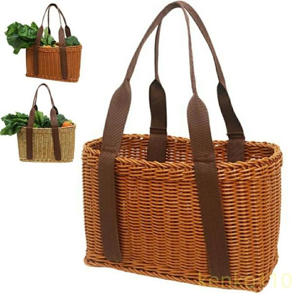 【送料無料】果物買い物かご手提げかごかごピクニックプラスチック籐編み収納かごスーパーキャンプ籐を模し...