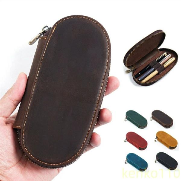 【送料無料】6色選択可能 ペンケース 本革3本差し シンプル おしゃれ コンパクト 軽い 小さめ ス...