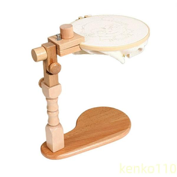 【送料無料】刺繍枠スタンド 刺繍台 刺繍スタンド 木製フレーム フープスタンド 高さ調整可能 クロス...