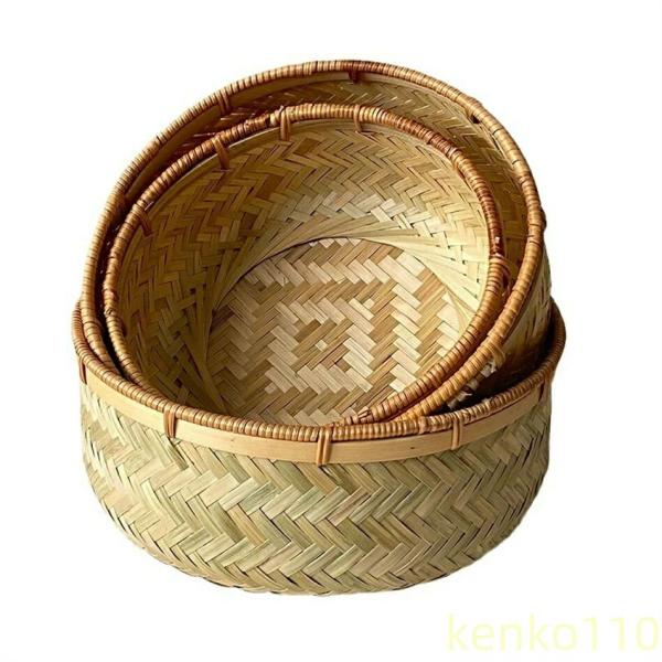 【送料無料】水切りかご 【３セット】 竹かご 竹ざる スリム 大容量 おしゃれ 収納 フルーツかご ...
