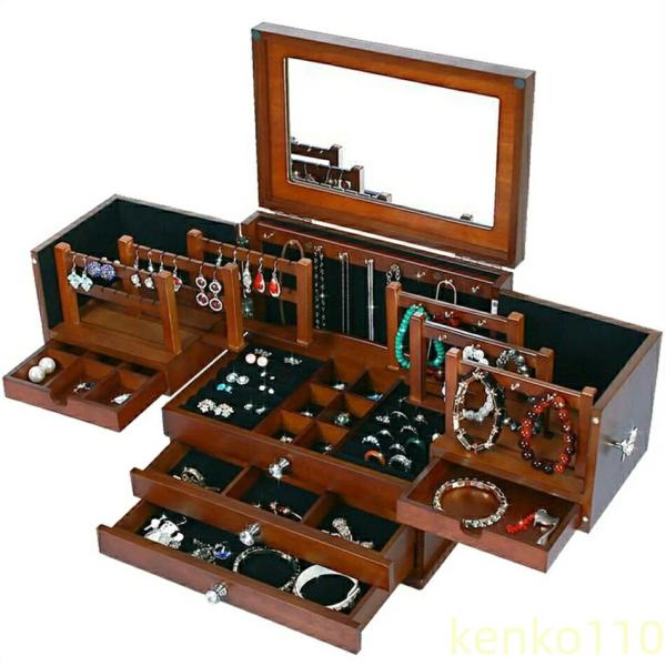 【送料無料】多機能アクセサリーケース花を彫るインサートドリル ミラー付き 化粧箱 大容量 結婚 プレ...