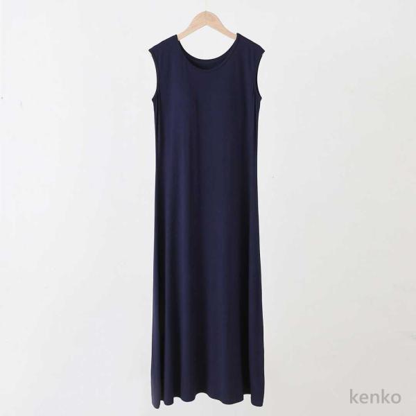 【送料無料】ワンピース カップ付き ロング丈 レディース 夏 ノースリーブ Aライン Uネック 部屋...