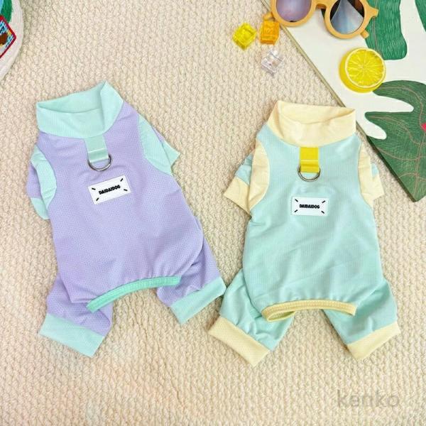 【送料無料】犬 小型犬 犬の服 接触冷感 虫よけ UVカット つなぎ メッシュ ロンパース 犬服 可...