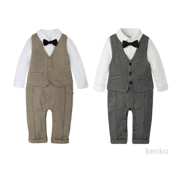 【送料無料】ベビー フォーマル ロンパース カバーオール キッズ 男の子 長袖 フォーマル スーツ ...