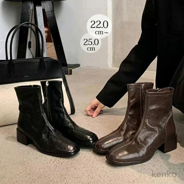 【送料無料】ショートブーツ レディース 歩きやすい ブーツ スクエアトゥ ストレッチ レディース ブ...