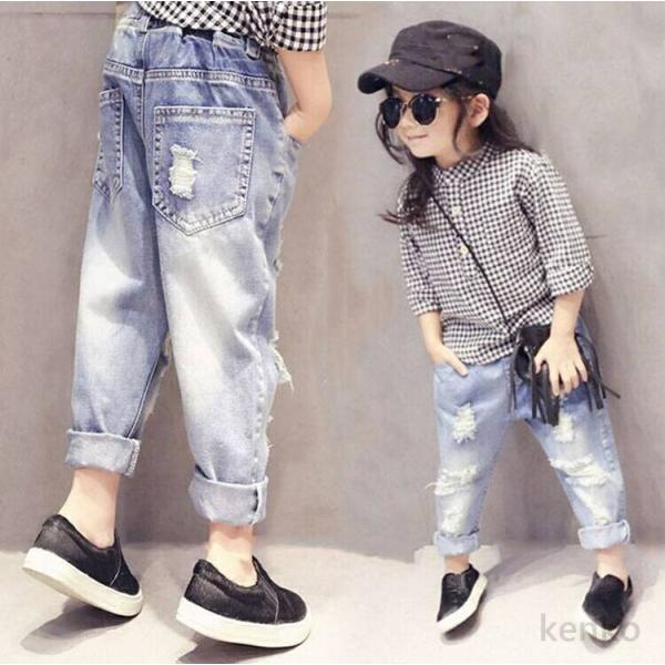 【送料無料】デニムパンツ デニム キッズ  男の子 女の子  こども服 ダメージジーンズ デニムパン...