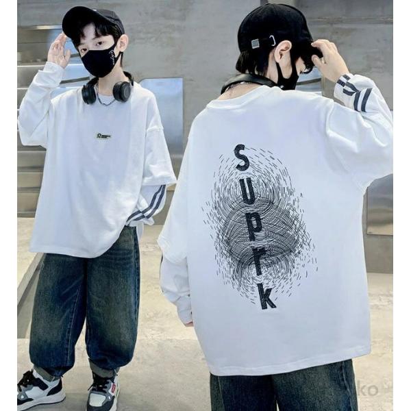 【送料無料】プリント トレーナー オーバーサイズ キッズ Tシャツ 長袖  スウェット 可愛い 子供...