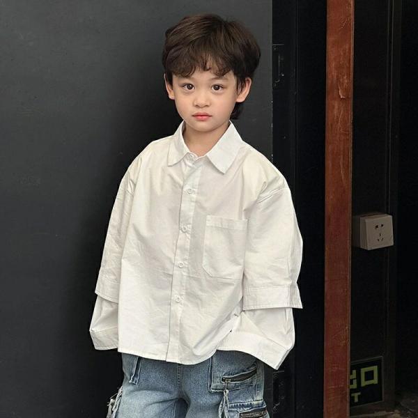 【送料無料】春 秋 冬 ファッション  高品質生地   シャツ ボーイズ ロゴ トップス 可愛い 子...