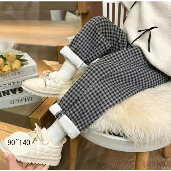 【送料無料】チェック柄 長ズボン 厚手 ボアズボン キッズ ジュニア 女の子 チェック柄 あったか ...