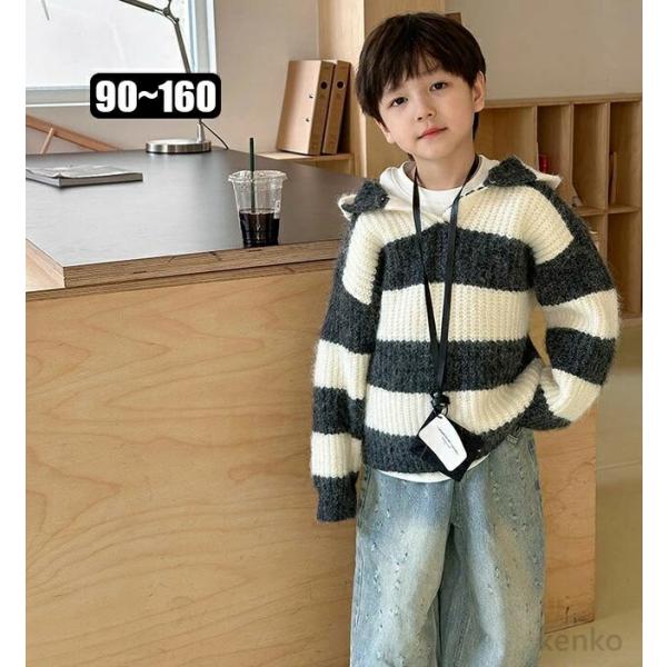【送料無料】パーカー  防寒 男の子 パーカー  ボーダー柄 セーター ニット 女の子 可愛い 子供...
